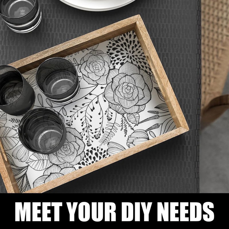 Amiitay Shelf and Drawer Liner for Kitchen Cabinets, Non-Adhesive and Strong Non-Slip Floral Shelf Cabinet Drawer Liners, Waterproof Thickened Shelf Liner,Easy to Clean,Black and White,12IN x 10FT - Image 4